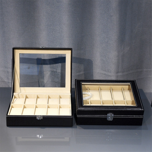 PU Læder Ur Display Box Samling Opbevaringsstativ Smykker 12-cifret 2