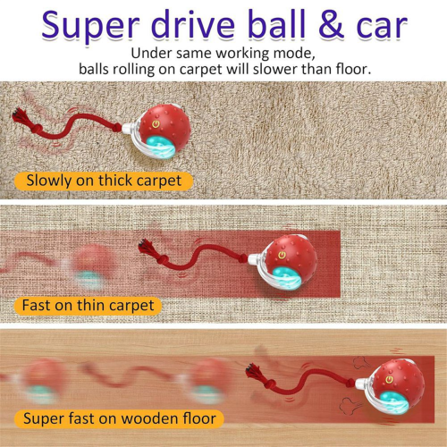 Balle interactive pour chats d'intérieur, roulement rapide sur tapis, Chir 2