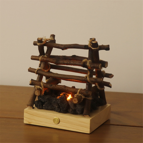 Small Electric Fake Fireplace Log Night Light USB Rechargeable 3 Modes 2