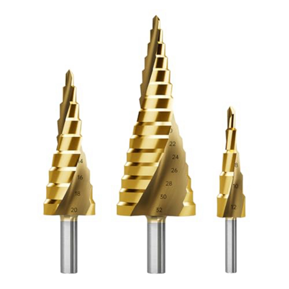 Step Drill Bit Set, 3Pcs Titanium Bits, Metric 4Mm To 32Mm Cone Bits F 4853103940386