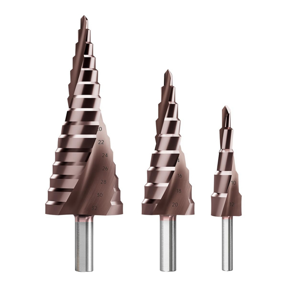 Step Drill Bit Set, 3Pcs Titanium Bits, Metric 4Mm To 32Mm Cone Bits F 4853103940379