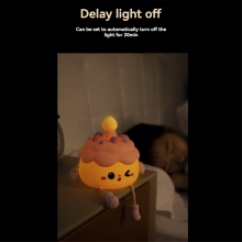 Cute Birthday Cake Night Lamp USB Rechargeable Sleep 2 Levels of Brigh