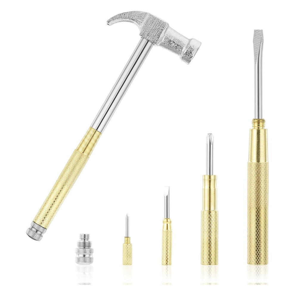 Mini Hammer 6 in 1 Small Brass Screwdriver with Hammers Hand Tools for-image-OPC-PJQ5KKK-NEW