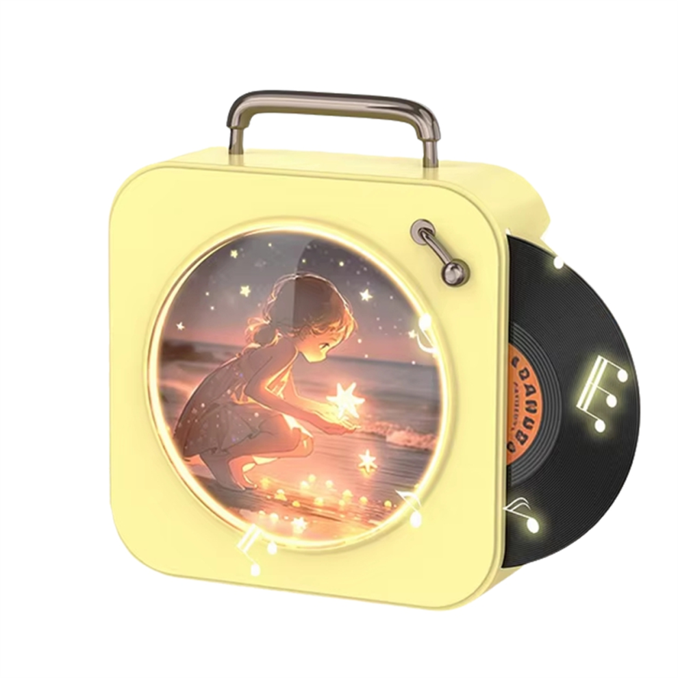 Vintage Bluetooth Player Stereo Sound Effects Radio Vinyl Record Small Yellow 4853103946227