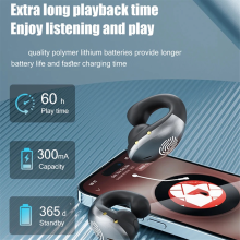 Cuffie Bluetooth 5.5 wireless a conduzione ossea con clip per l'orecchio aperto LED Br