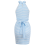 Sleeveless Backless Two Piece Suit Blue and White S 3
