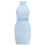 Sleeveless Backless Two Piece Suit Blue and White S 2