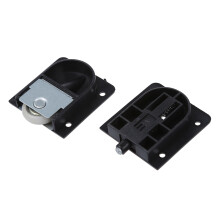 Rolo de porta deslizante com roda de plástico preta para guarda-roupa com 25 mm de diâmetro