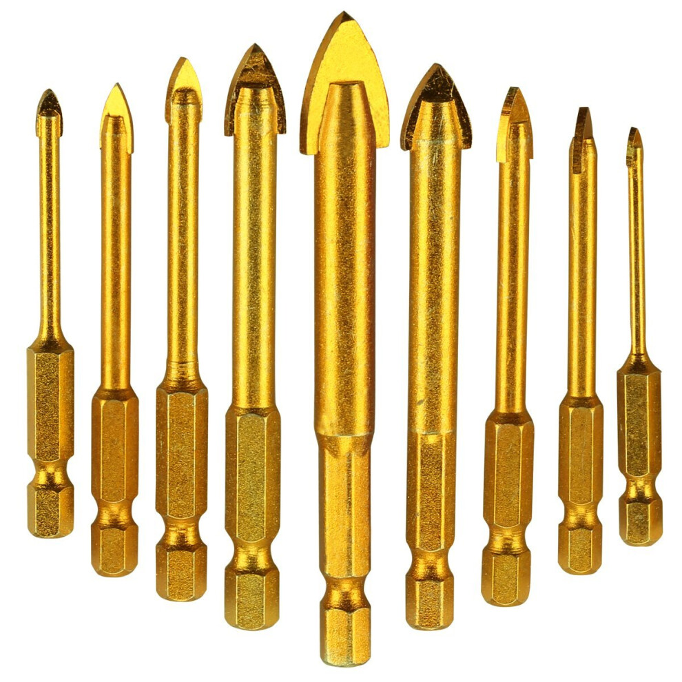 9 Pcs. Tile Drill Ceramic Set Of Glass Bits Hexagon Drilling Tool For 4853103963668