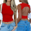 Womens Summer Tank Tops Red L 8