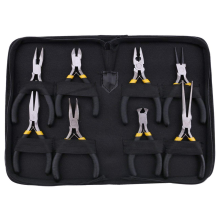 8PCs Mini Pliers Set, Long Nose with Teeth, Flat Jaw, Round Curve Need