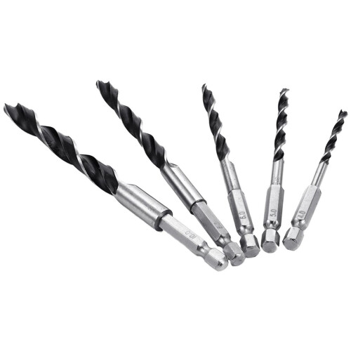HSS 1/4 inch Hex Shank Point Twist Drill Bits Set Quick Change 5pcs 4 2