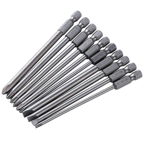 10 stk/sett 100 mm legeringsstål S2 sporskrutrekkerbits rett batch 1