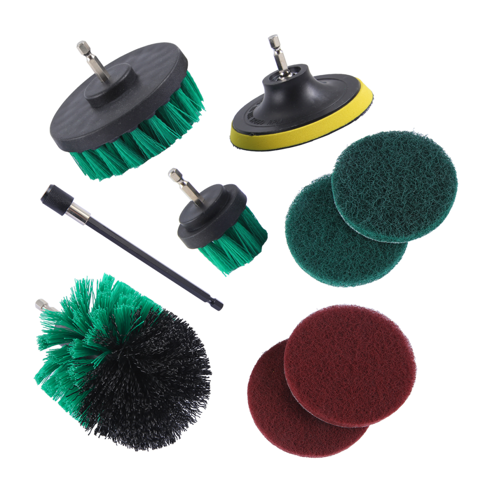 9Pcs Attachment Kit Power Scrubber Drill Brushes with 6 inch Long Reac-image-OPC-PJQ5T2D-NEW