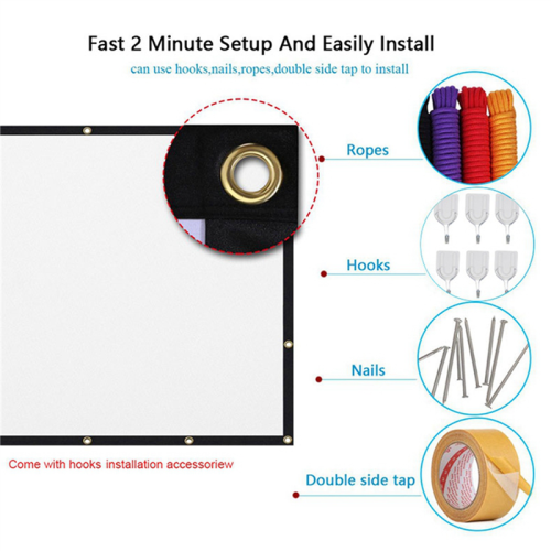 Portable Projector Screen for Home Theater Outdoor HD White Foldable A 2