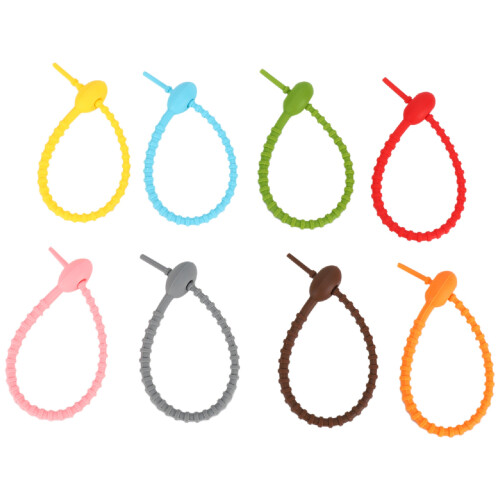 Lot de 40 attaches colorées en silicone pour sacs, serre-câbles Lot de 40 attaches colorées en silicone pour sacs, serre-câbles