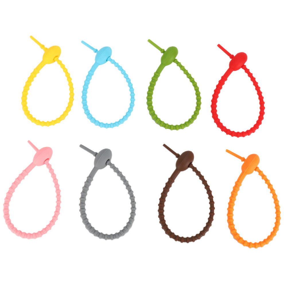 40Pcs Colorful Silicone Ties Bag Clip,Cable Straps, Bread Tie, Reusabl 4853103905910