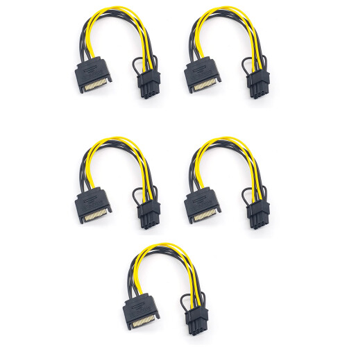 Καλώδιο τροφοδοσίας PCI-E 15 ακίδων αρσενικό σε 8 ακίδων (6+2) 20cm SATA C για 5 τεμάχια