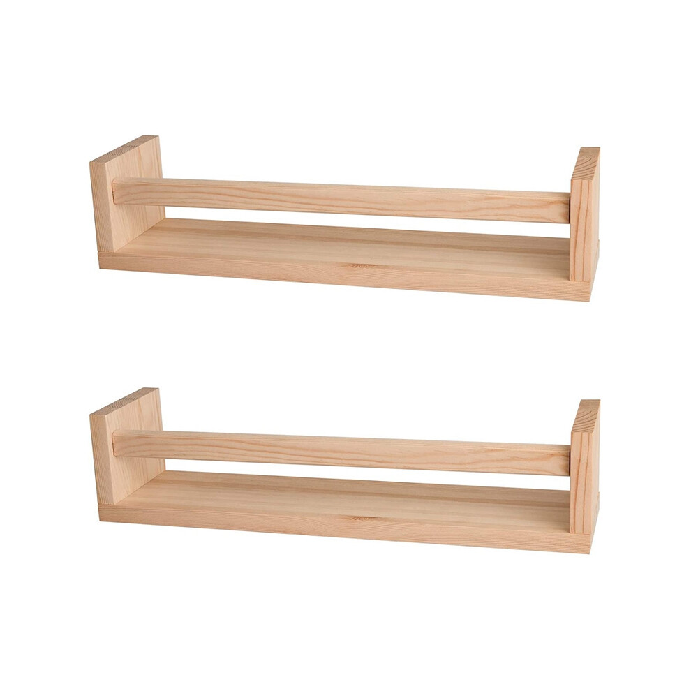 Typecat 2Pcs Bookshelf,Natural Wood Floating Wall Bookshelf For Kids,Nursery S