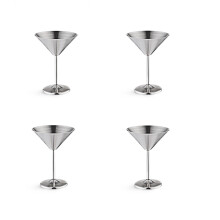 Ruostumattomasta teräksestä valmistettujen lasien setti, 4 kpl, 8 unssia metallisia cocktaillaseja, rikkoutumattomat