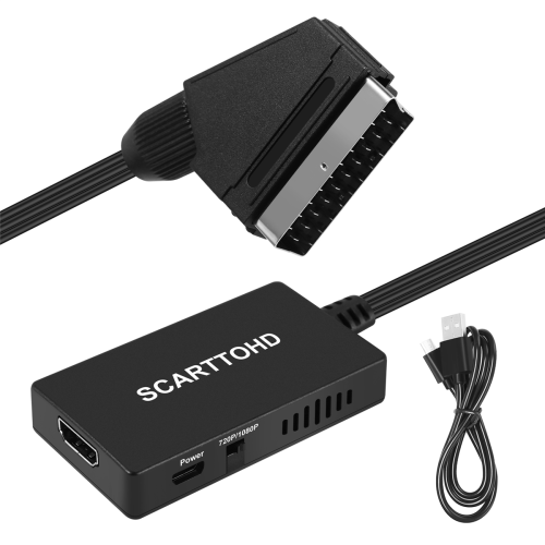 Μετατροπέας SCART σε μετατροπέα με καλώδιο HD, προσαρμογέας βίντεο και ήχου 720P 1080P 2