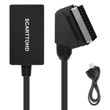 Conversor SCART com cabo HD Adaptador 720P 1080P Vídeo Áudio Adaptador