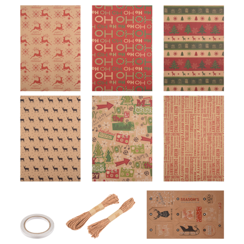 6 Pack Wrapping Paper Sheets,for Christmas Birthday Party Wrapping Pap