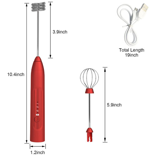 Mousseur à lait électrique, mousseur à café portable rechargeable 3 vitesses Dr 2