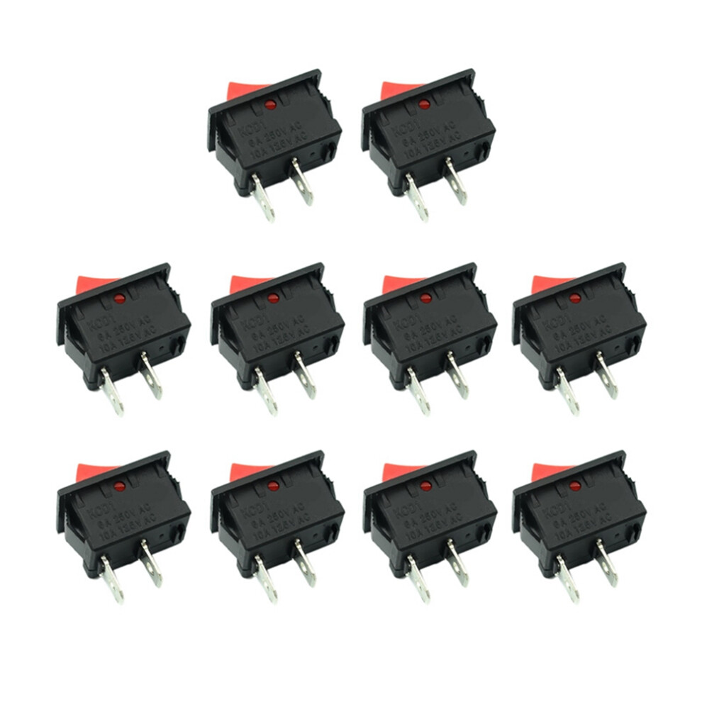 10Pcs On-Off Kcd11 2Pin 2P Car Rocker Switch 3A 250V 6A 125V Ac Black 4853103925093