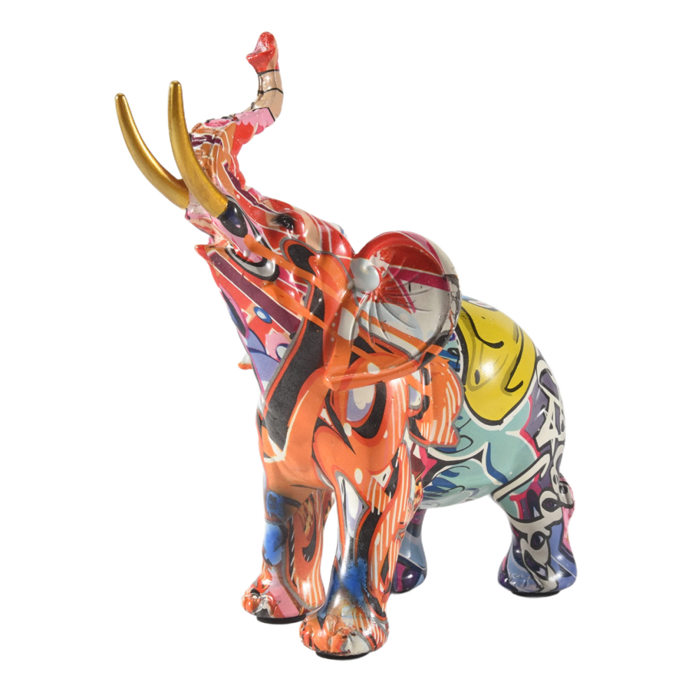 Typecat Nordic Painting Graffiti Elephant Sculpture Figurine Colorful Art Elep