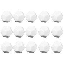 Zestaw 15 białych, pustych kostek do gry, akrylowych, zaokrąglonych, D12, 22 mm, do gry w G