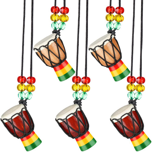 τεμάχια κολιέ οργάνων Djembe Drum Mini Pendant Αφρικανικό ξύλινο κολιέ 1