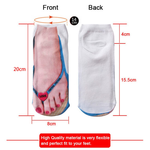 5 Pair Flip Flop Socks 3D Pattern Manicure Print Funny Hidden Comfort 2