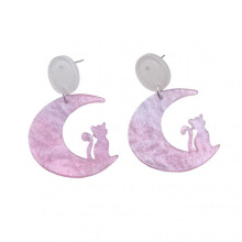 1 Pair Cute Sparkling Moon Cat Shape Dangle Earrings Vintage Acrylic Exaggerated Stud Drop Earrings Fashion Jewelry Accessories Gift