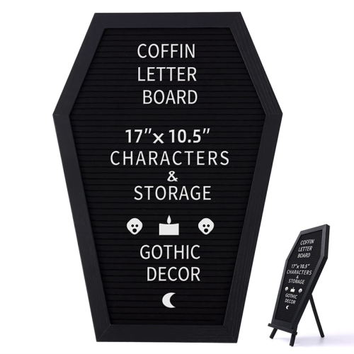 Black Felt Letter Board, Gothic Message Board Office Home Decor with 3
