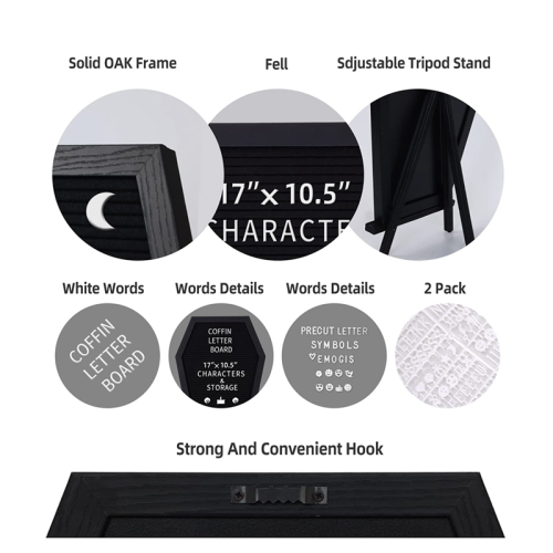 Black Felt Letter Board, Gothic Message Board Office Home Decor with 3 2