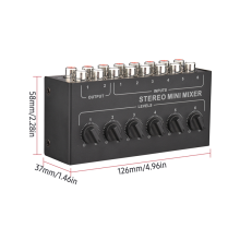 CX600 Mini Stereo 6-kanavainen passiivimikser Kannettava Äänitulo 2 Lähtöä Dist