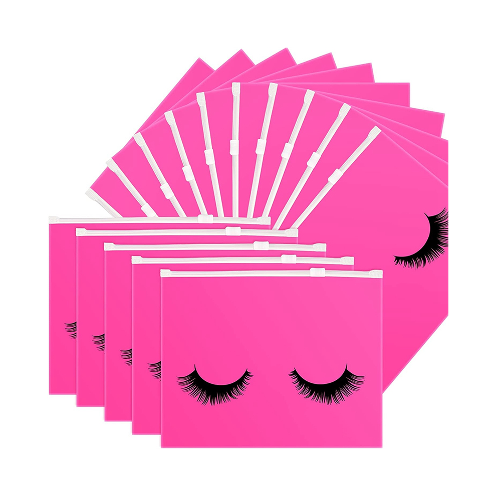 Typecat 50 Pieces Eyelash Aftercare Bags Plastic Makeup Toiletry Pouch Cosmeti