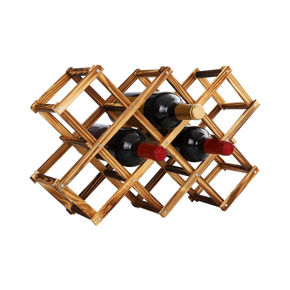 10 Bottles Capacity Foldable Free Standing Wooden Wine Rack Countertop-image-OPC-PJQ6979-NEW