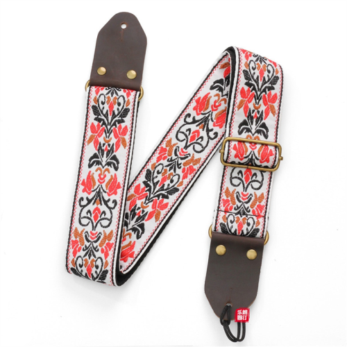 Gitarr Ukulele Rem Broderad Gitarrrem Läderhuvud Bas Börja