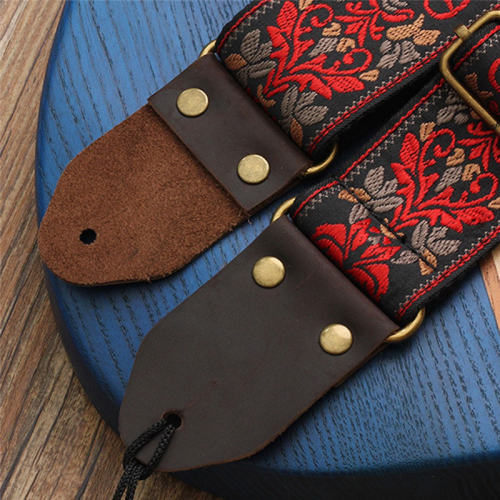 Gitarr Ukulele Rem Broderad Gitarrrem Läderhuvud Bas Börja 2