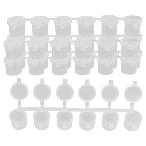 5 Strips 30 Pots Empty Paint Cup Pots, 10Ml/ 0.35Oz Mini Pot Clear Pla