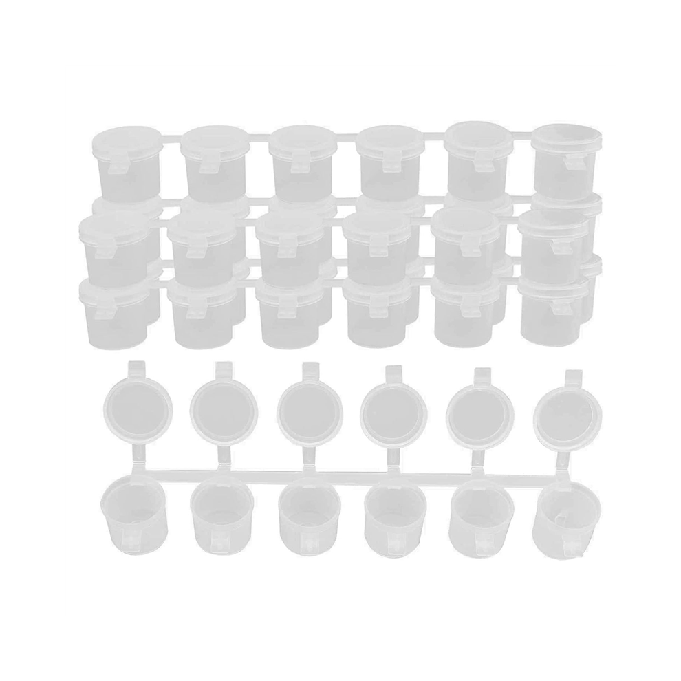 5 Strips 30 Pots Empty Paint Cup Pots, 10Ml/ 0.35Oz Mini Pot Clear Pla-image-OPC-PJQ698G-NEW