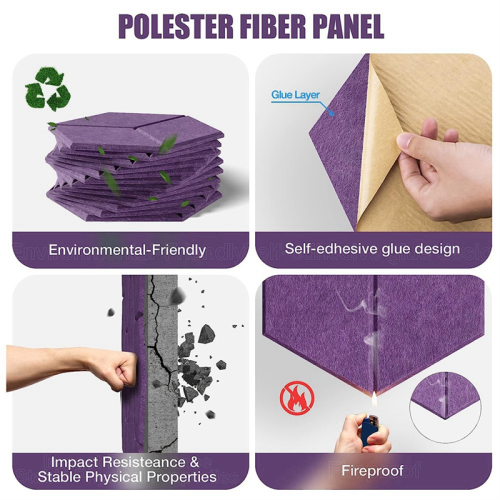 12 stk. selvklebende akustisk panel sekskantet Y-foret lydisolerende panel N 2