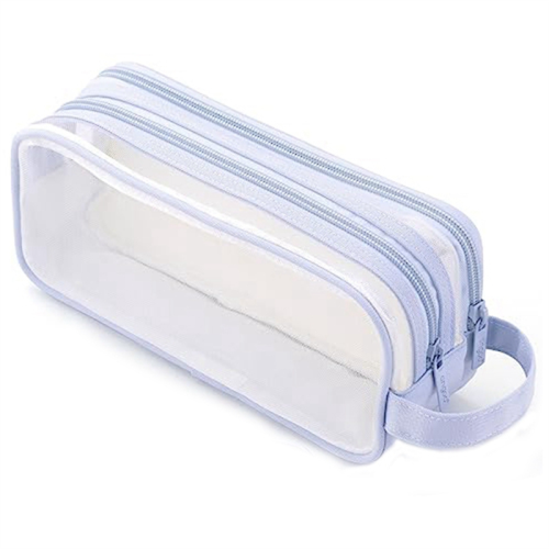 Grid Mesh Pencil Case 2 Compartment Pen Bag Clear Pencil Pouch Transpa 2