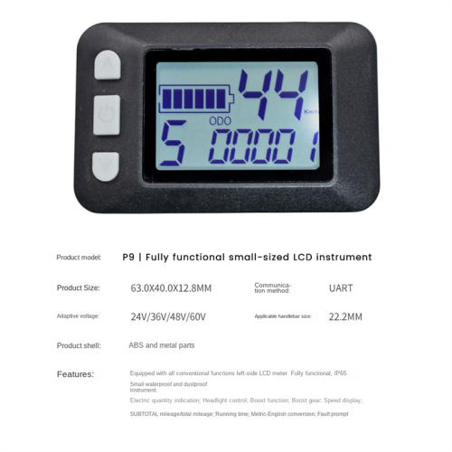 P9 Οθόνη LCD Πίνακας Ελέγχου Οθόνης 24V 36V 48V 60V Ηλεκτρικό Ποδήλατο για 2
