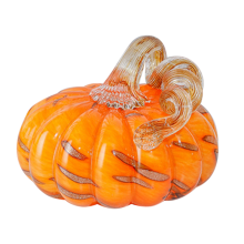 Hand Blown Glass Orange Pumpkin Figurines Crystal Pumpkin Home Decor C