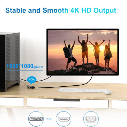 DisplayPort naar VGA+HDTV-converter Computermonitoradapterkabel DP Do 2
