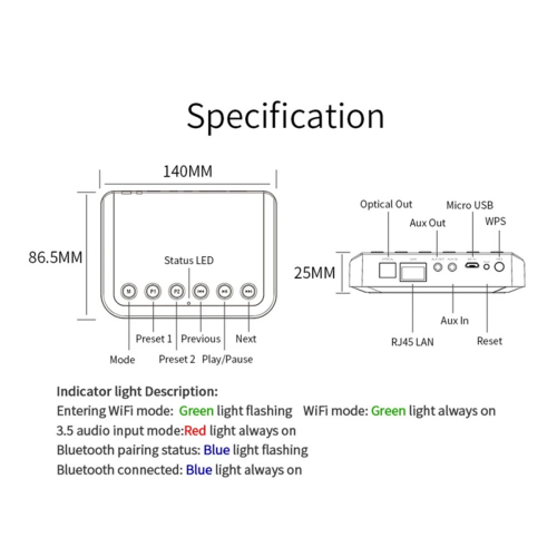 Ασύρματος προσαρμογέας μουσικής Airplay DLNA Multi-Room WIFI Ασύρματη εγγραφή ήχου 1