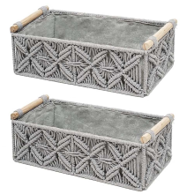 Macrame Storage Basket Boho Decor Baskets for Organizing Woven Decorat